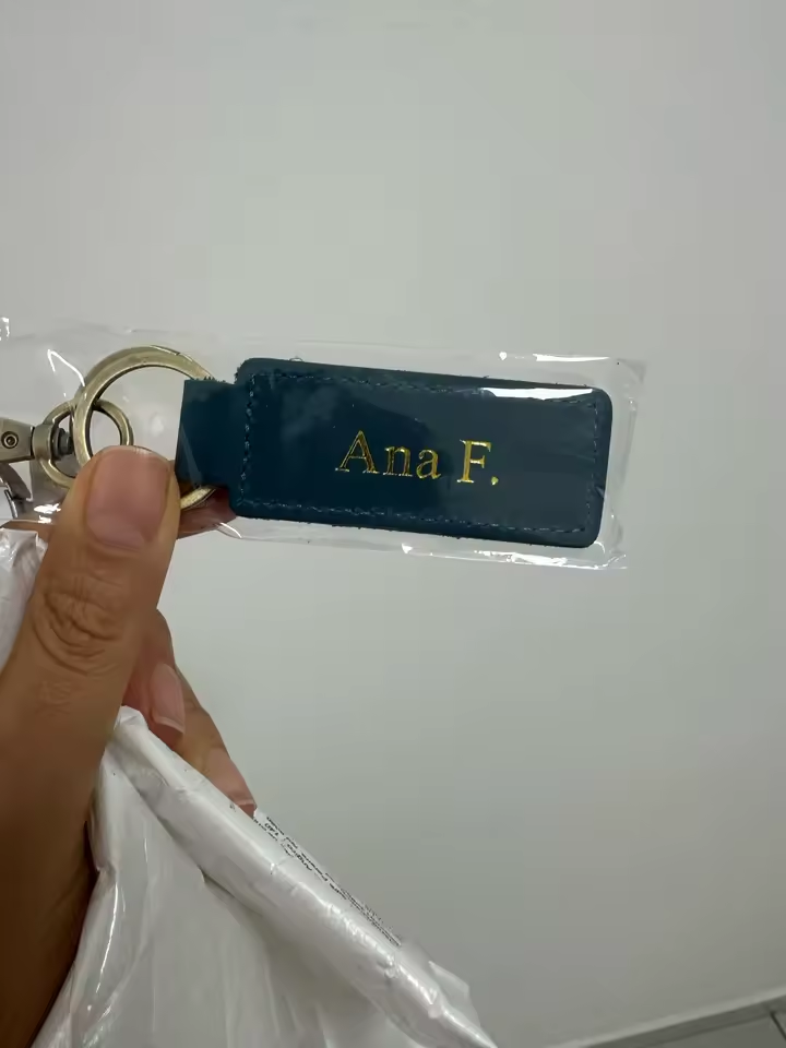 Kundenbewertung personalisierter Schlüsselanhänger Blau Gold